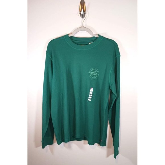 Levis Mens Waffle Knit Thermal T-Shirt Evergreen B4HP - Picture 1 of 3